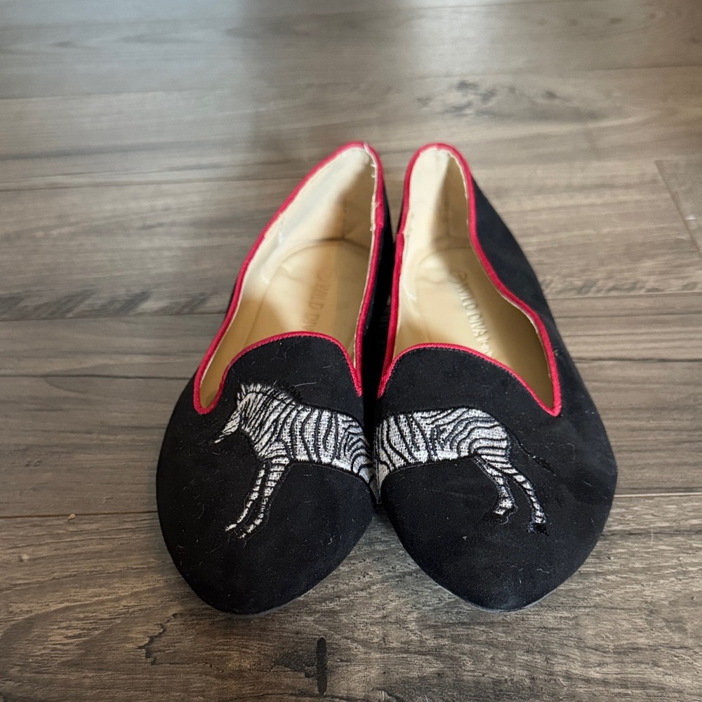 Black and White Zebra Embroidered Women's Shoes